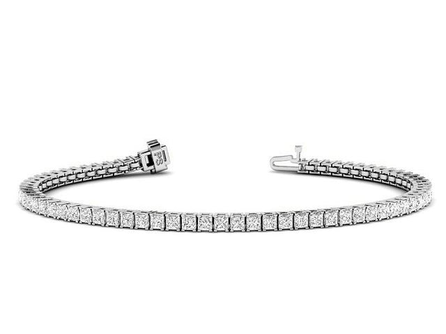 4.00-13.50 CT Princess Cut Natural Diamonds - Tennis Bracelet