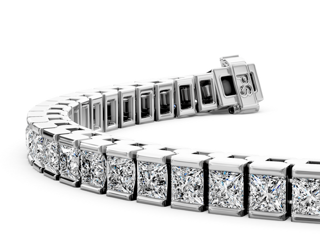 4.00-14.50 CT Princess Cut Lab Grown Diamonds - Tennis Bracelet