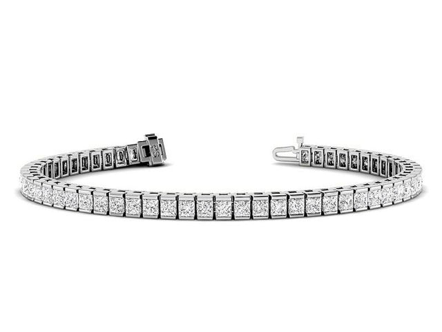 4.00-14.50 CT Princess Cut Natural Diamonds - Tennis Bracelet