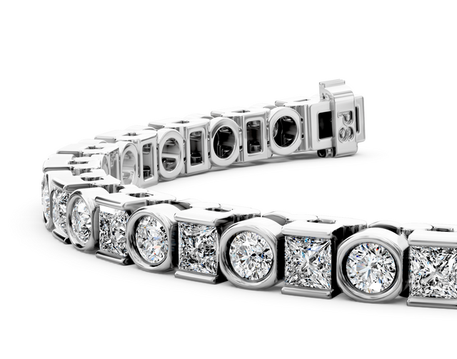 4.05-7.50 CT Princess & Round Cut Lab Grown Diamonds - Tennis Bracelet