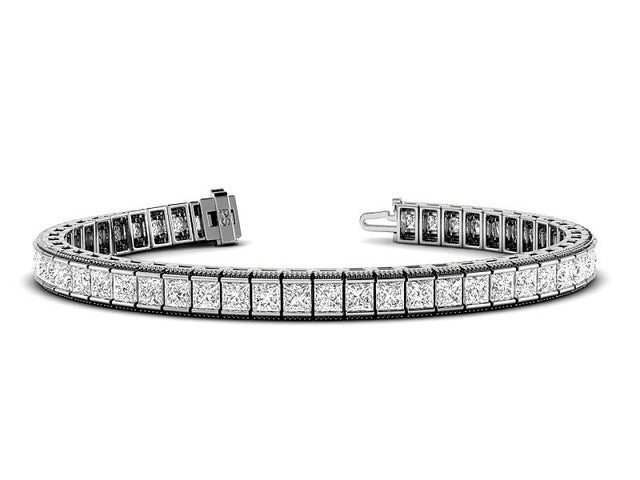 5.50-16.50 CT Princess Cut Natural Diamonds - Diamond Bracelets