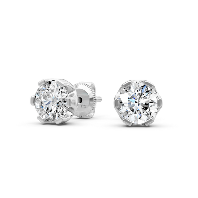 0.60-5.00 CT Round Cut Lab Grown Diamonds - Stud Earrings