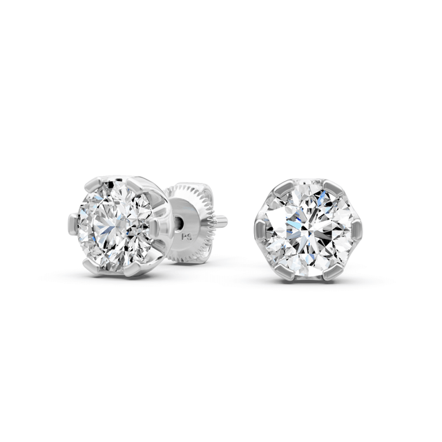 0.25-2.00 CT Round Cut Natural Diamonds - Stud Earrings