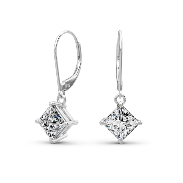 0.25-2.00 CT Princess Cut Natural Diamonds - Stud Earrings