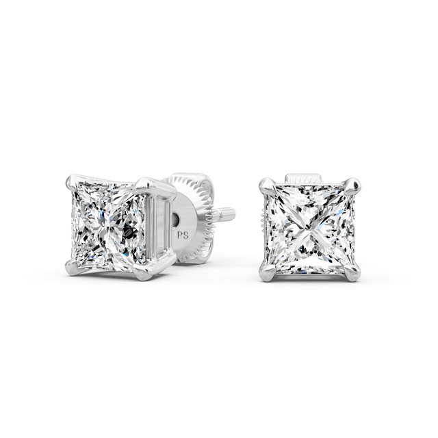 0.60-5.00 CT Princess Cut Lab Grown Diamonds - Stud Earrings