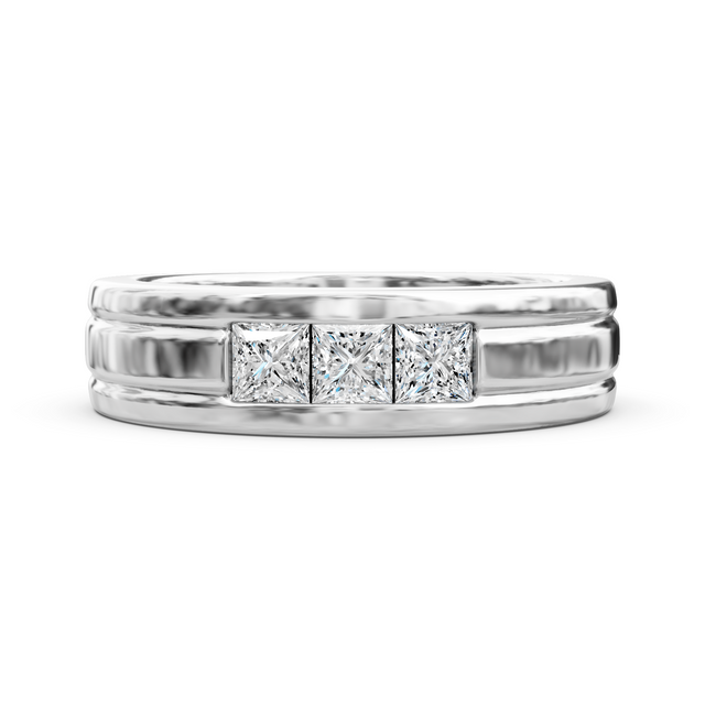 0.90 CT Princess Cut Natural Diamonds - Mens Wedding Bands