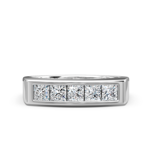 1.00 CT Princess Cut Natural Diamonds - Mens Wedding Bands