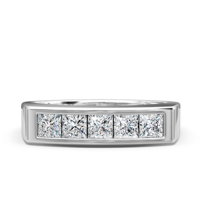 1.00 CT Princess Cut Natural Diamonds - Mens Wedding Bands