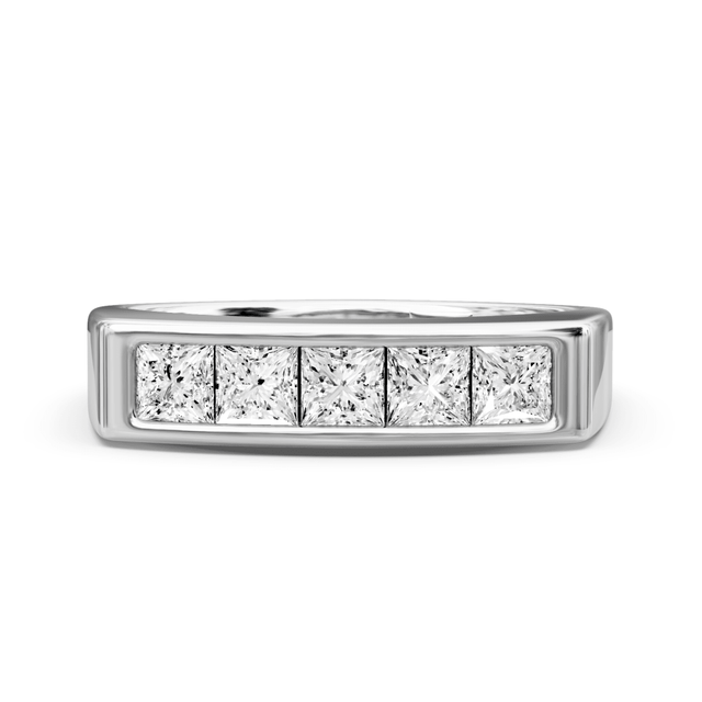 0.65 CT Princess Cut Natural Diamonds - Wedding Band