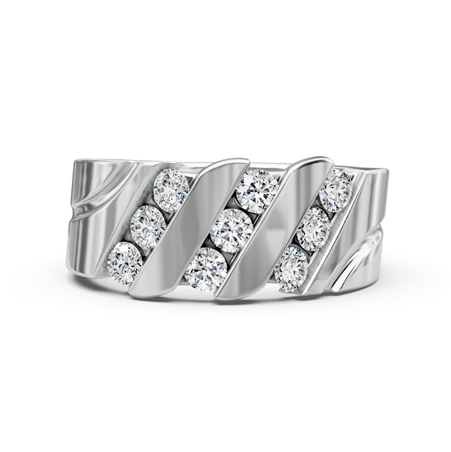 0.85 CT Round Cut Natural Diamonds - Mens Wedding Bands