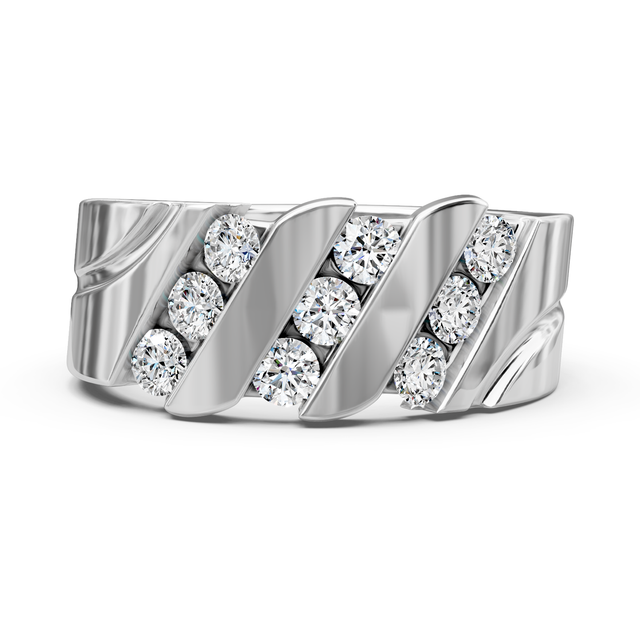0.85 CT Round Cut Natural Diamonds - Mens Wedding Bands