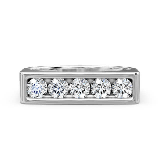 1.00 CT Round Cut Natural Diamonds - Mens Wedding Bands