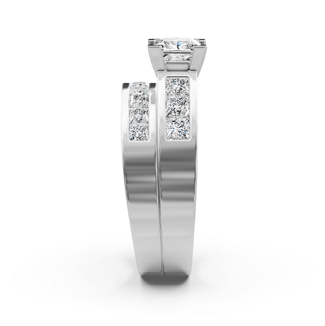 1.80-2.95 CT Princess Cut Natural Diamonds - Bridal Set