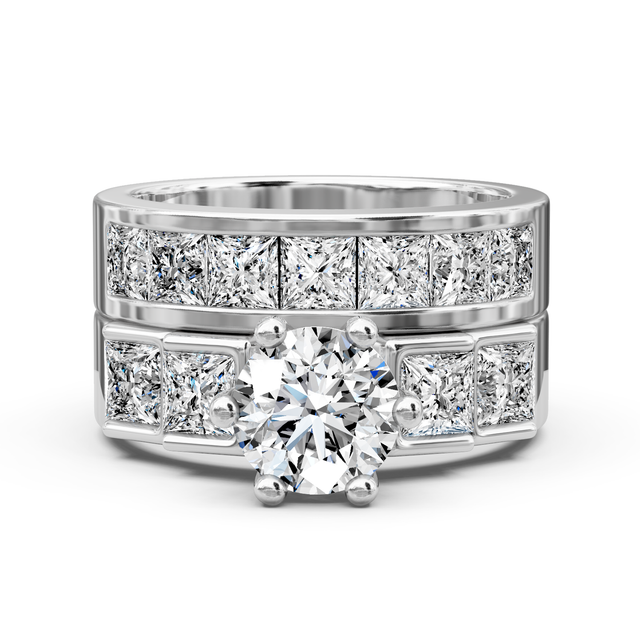 2.50-8.00 CT Princess & Round Cut Lab Grown Diamonds - Bridal Set
