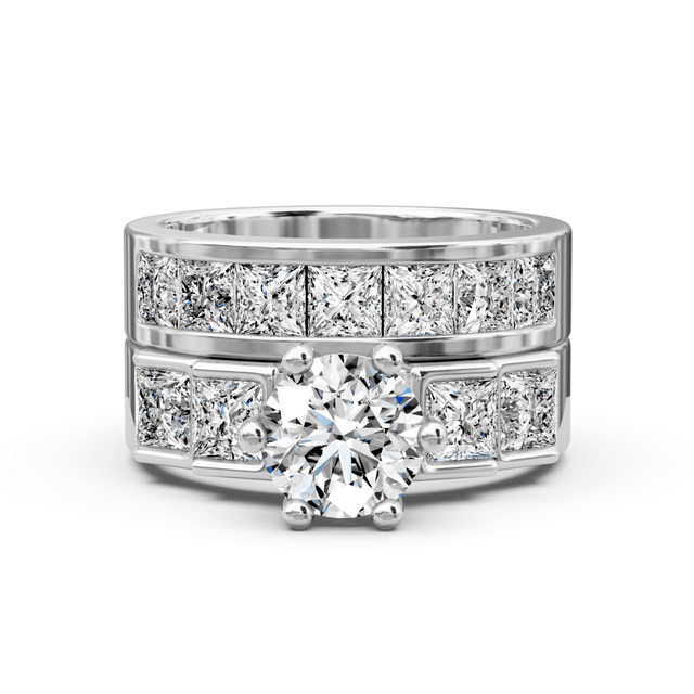 2.35-3.50 CT Princess & Round Cut Natural Diamonds - Bridal Set