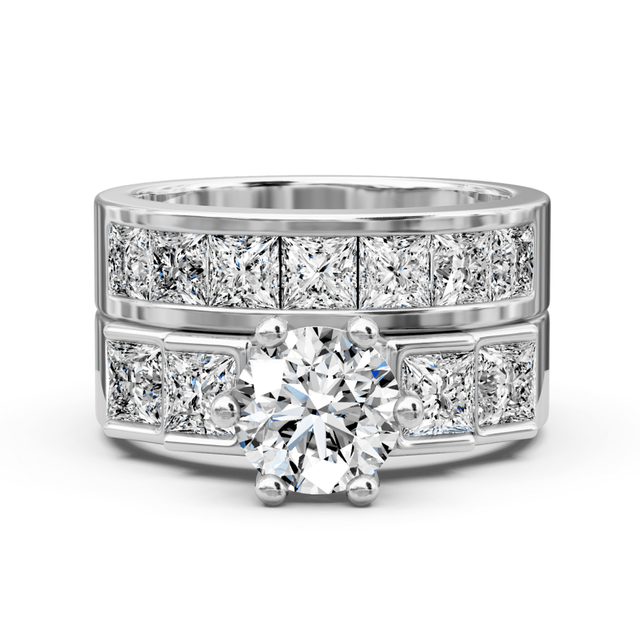 2.35-3.50 CT Princess & Round Cut Natural Diamonds - Bridal Set