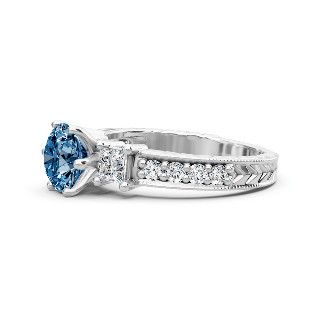 1.70-4.70 CT Princess & Round Cut Fancy Yellow Diamonds - Engagement Ring