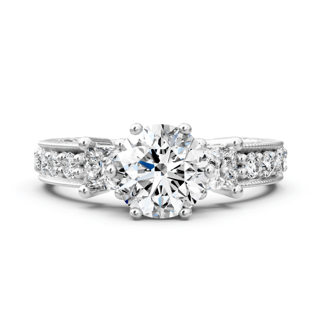 1.05-2.20 CT Princess & Round Cut Natural Diamonds - Engagement Ring