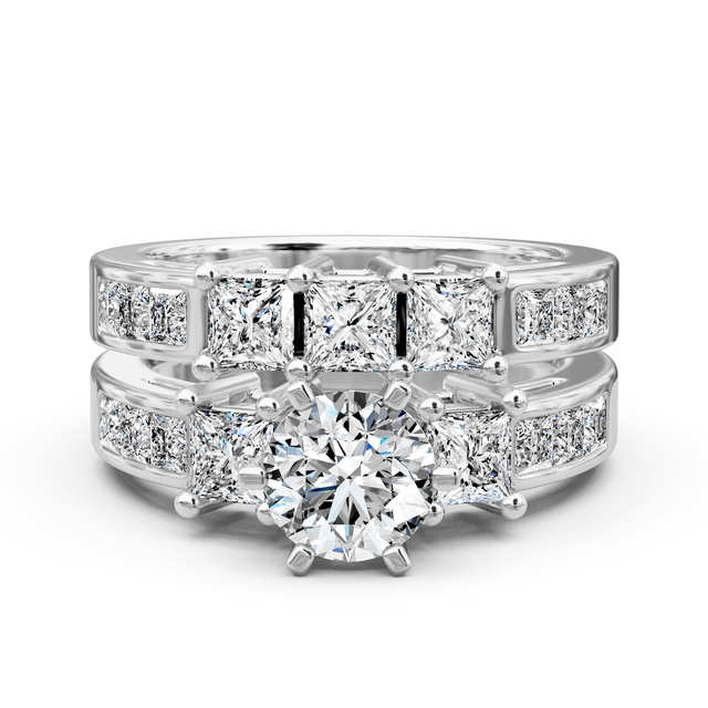 2.45-7.95 CT Princess Cut Lab Grown Diamonds - Bridal Set