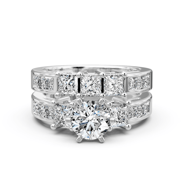 2.30-3.45 CT Princess Cut Natural Diamonds - Bridal Set