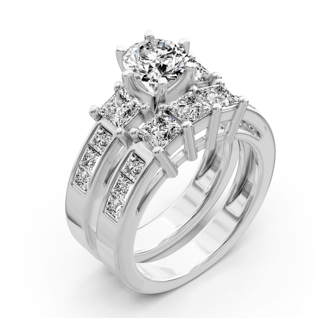 2.30-3.45 CT Princess Cut Natural Diamonds - Bridal Set