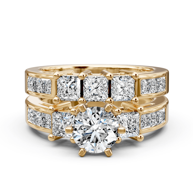 2.30-3.45 CT Princess Cut Natural Diamonds - Bridal Set