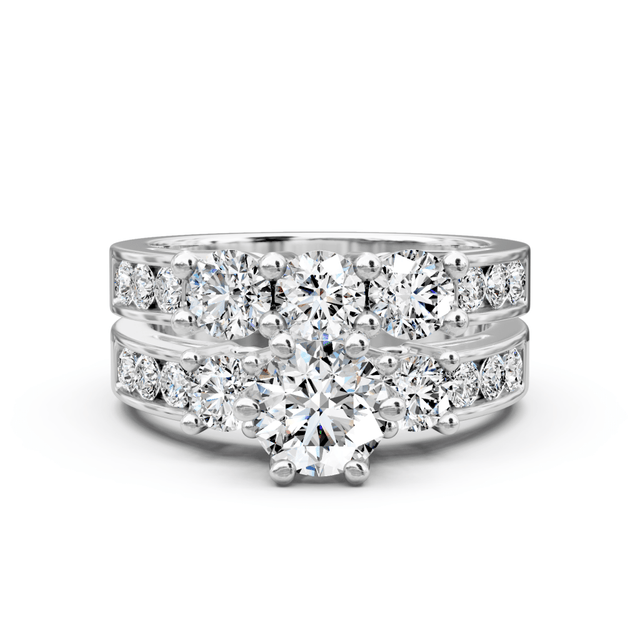 2.15-3.30 CT Round Cut Natural Diamonds - Bridal Set