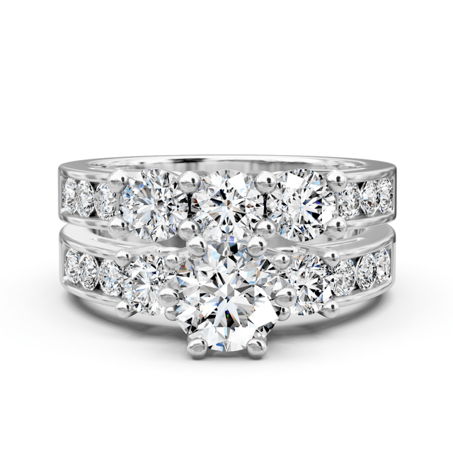 2.15-3.30 CT Round Cut Natural Diamonds - Bridal Set