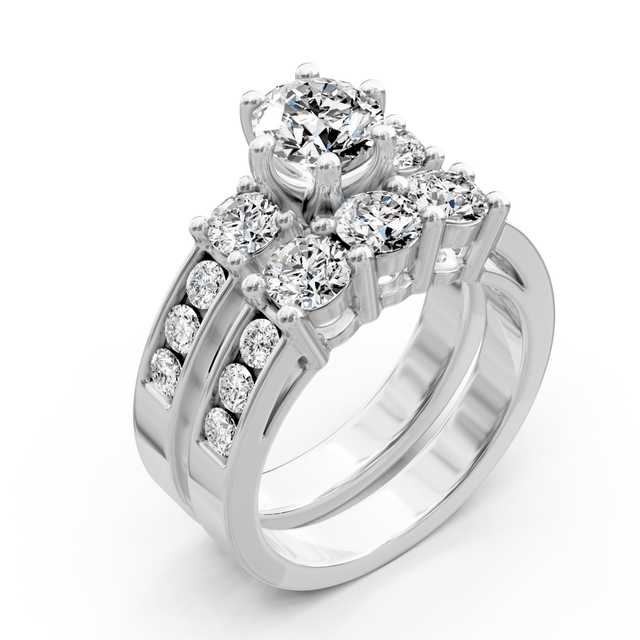 2.15-3.30 CT Round Cut Natural Diamonds - Bridal Set