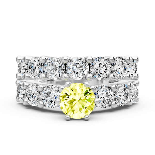 4.60-7.60 CT Princess & Round Cut Fancy Yellow Diamonds - Bridal Set