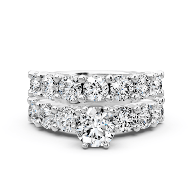 3.95-5.10 CT Princess & Round Cut Natural Diamonds - Bridal Set