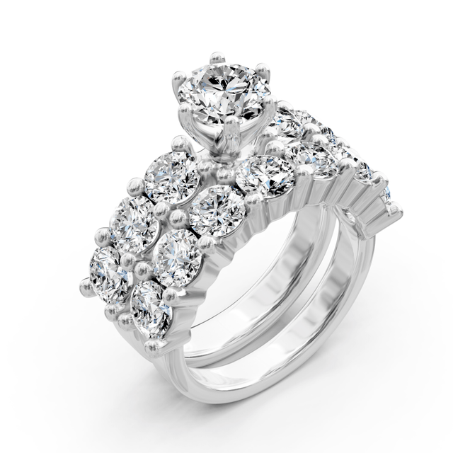 3.95-5.10 CT Princess & Round Cut Natural Diamonds - Bridal Set