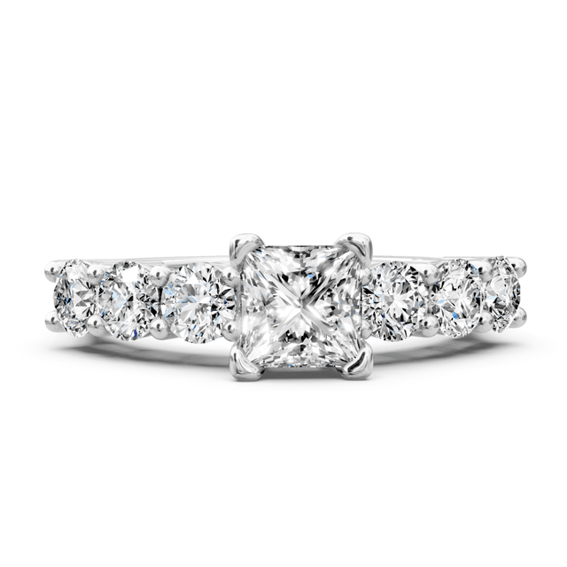 1.95-3.10 CT Princess & Round Cut Natural Diamonds - Engagement Ring