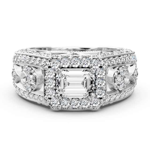 1.30-2.45 CT Emerald & Round Cut Natural Diamonds - Engagement Ring