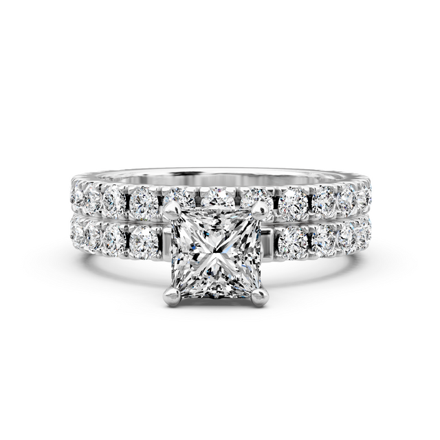 1.90-7.40 CT Princess & Round Cut Lab Grown Diamonds - Bridal Set