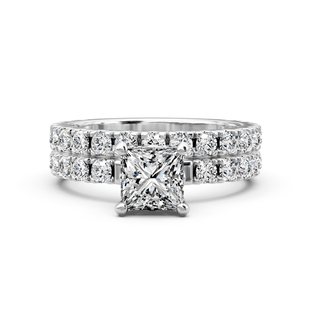 1.75-2.90 CT Princess & Round Cut Natural Diamonds - Bridal Set