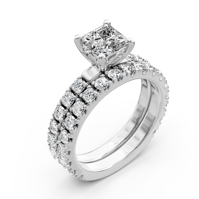 1.75-2.90 CT Princess & Round Cut Natural Diamonds - Bridal Set