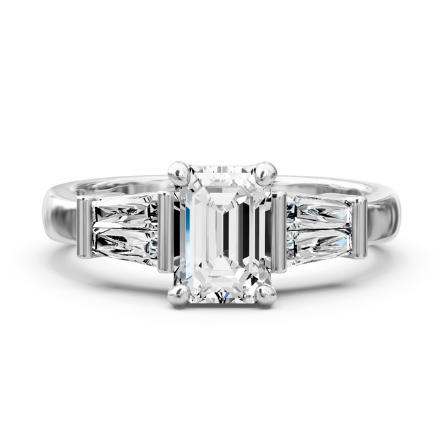 0.90-6.40 CT Emerald & Taper Cut Lab Grown Diamonds - Engagement Ring