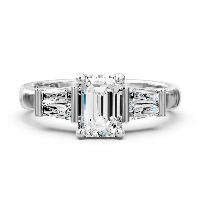 0.75-1.90 CT Emerald & Taper Cut Natural Diamonds - Engagement Ring