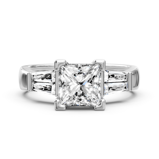 0.90-6.40 CT Princess & Taper Cut Lab Grown Diamonds - Engagement Ring
