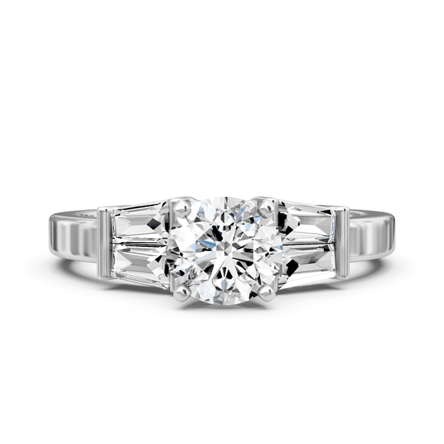 0.75-1.90 CT Round & Taper Cut Natural Diamonds - Engagement Ring