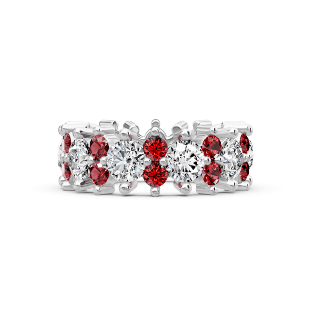 2.00-6.00 CT Round Cut Rubies and Diamonds - Eternity Rings
