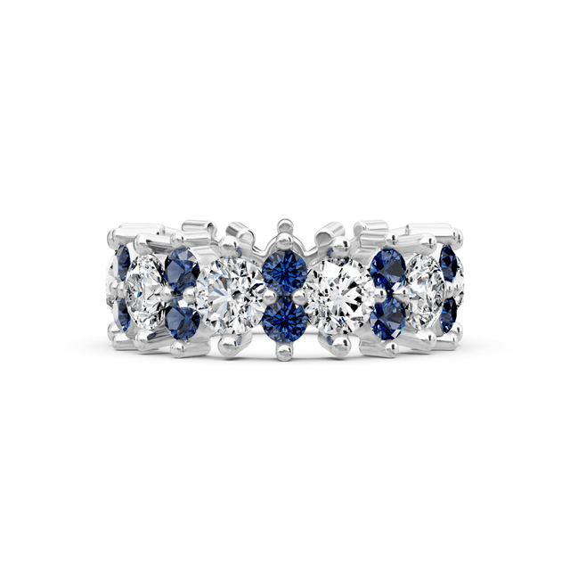 2.00-6.00 CT Round Cut Blue Sapphires and Diamonds - Eternity Rings