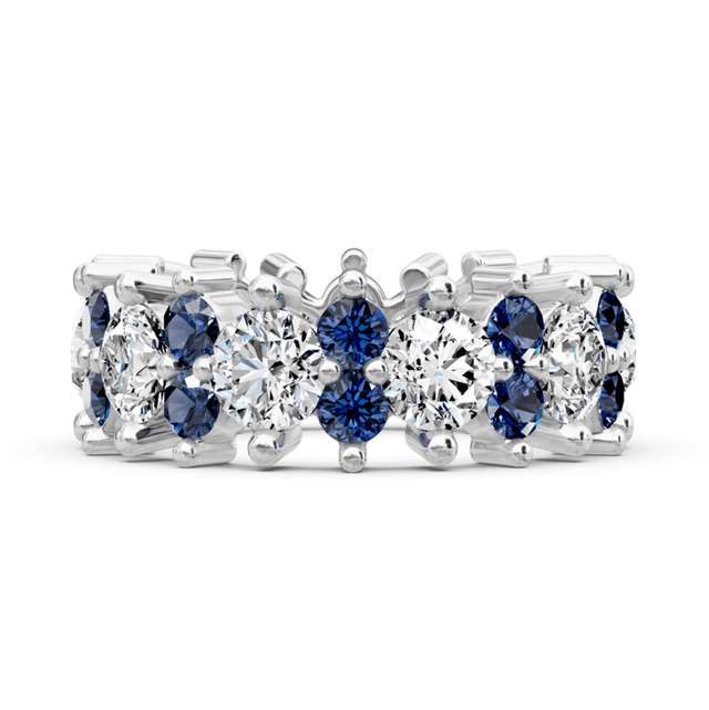 2.00-6.00 CT Round Cut Blue Sapphires and Diamonds - Eternity Rings