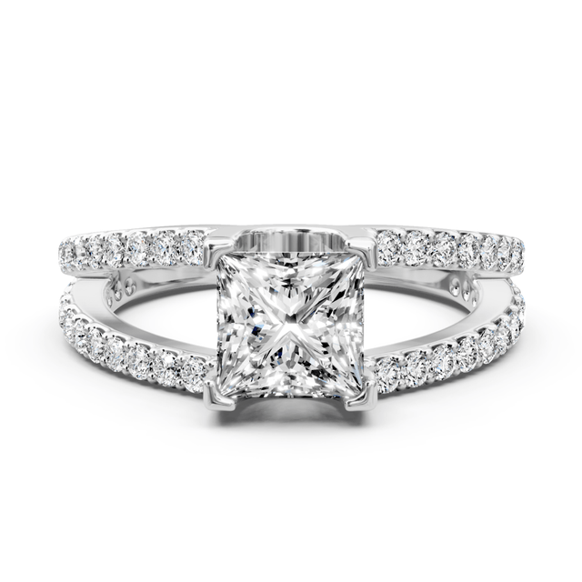 0.85-2.00 CT Princess & Round Cut Natural Diamonds - Engagement Ring