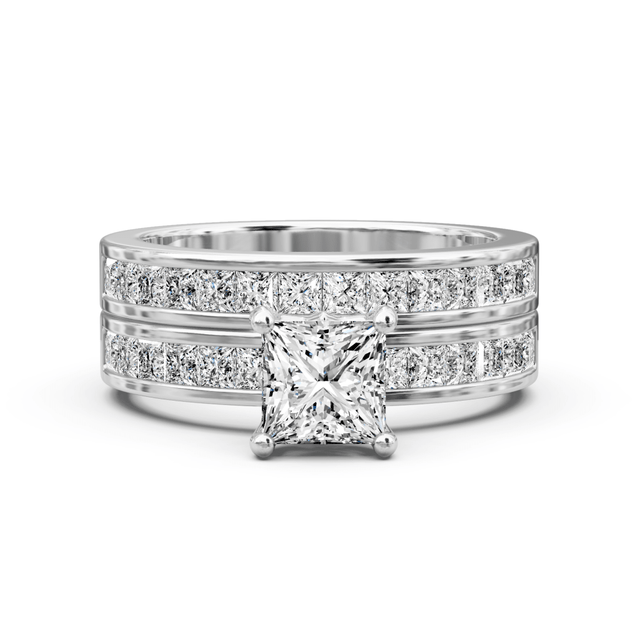 2.10-3.25 CT Princess Cut Natural Diamonds - Bridal Set