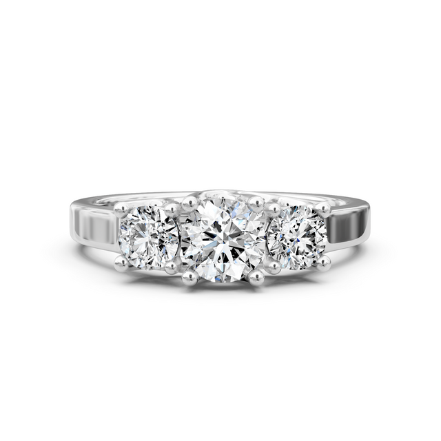 1.40-6.90 CT Round Cut Lab Grown Diamonds - Three Stone Rings
