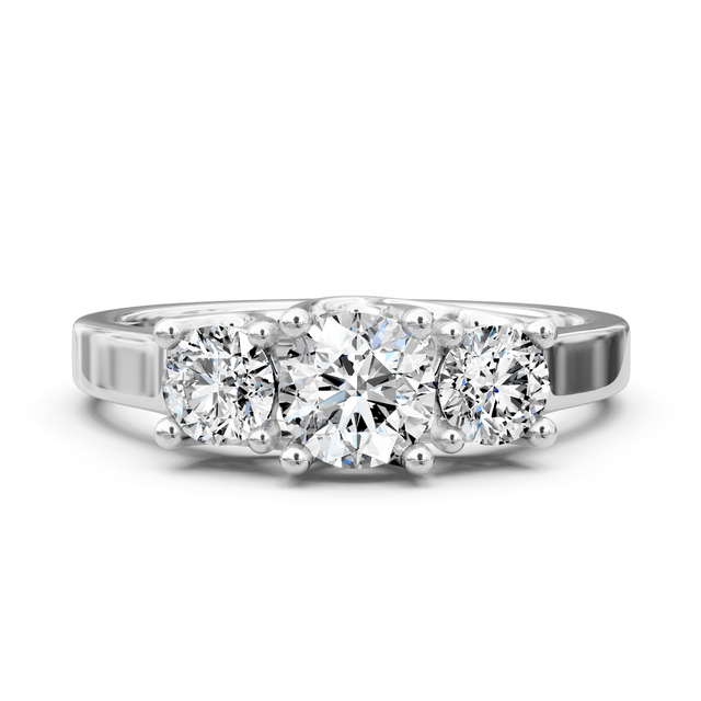 1.40-6.90 CT Round Cut Lab Grown Diamonds - Three Stone Rings