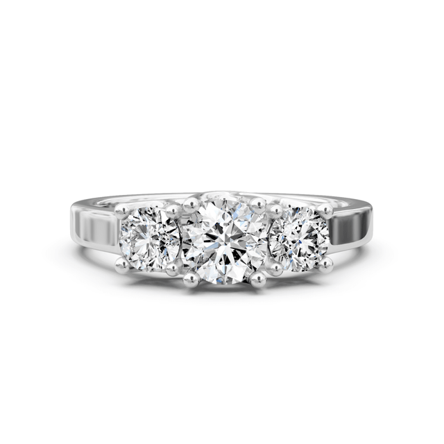 2.05-2.40 CT Round Cut Natural Diamonds - Three Stone Rings