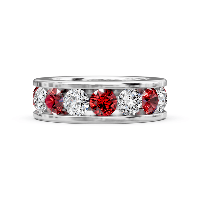 2.00-6.00 CT Round Cut Rubies and Diamonds - Eternity Rings